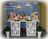 DECORAÇÃO PEPPA PIG MESA 2 CUBO FLORAL CORTINA MDF BOLO