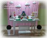 DECORAÇÃO PEPPA PIG MESA FLORAL CORTINA MDF BANCO BOLO