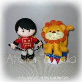 CIRCO DOMADOR 25CM E LEÃO 20CM - KIT 2 PERSONAGENS