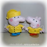 KIT PEPPA E GEORGE COM CAPA DE CHUVA COM SUPORTES