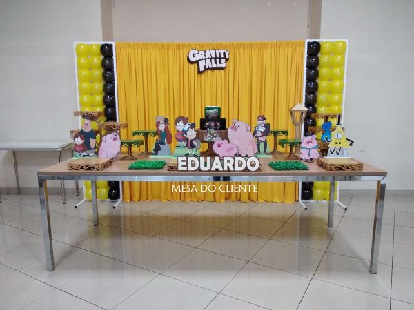 DECORAÇÃO GRAVITY FALLS SEM MESA GRADE CORTINA MDF BOLO NOME - Aluguel em Londrina