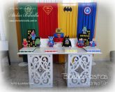 DECORAÇÃO LEGO HERÓIS MESA 2 CUBO ARABESCO CORTINA MDF BOLO - Aluguel Festa em Londrina