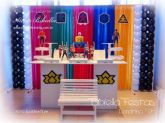 DECORAÇÃO POWER RANGERS SAMURAI MESA 2 CUBO LISO GRADE CORTINA MDF BANCO BOLO - Festa Londrina