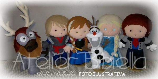 KIT FROZEN PADRÃO C/ 6 PERSONAGENS BASE ELSA 25CM