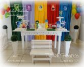 DECORAÇÃO DIVERTIDAMENTE MESA FLORAL C/ AUXILIAR CORTINA FALSO GAS HÉLIO COMUM BANCO BOLO - Londrina