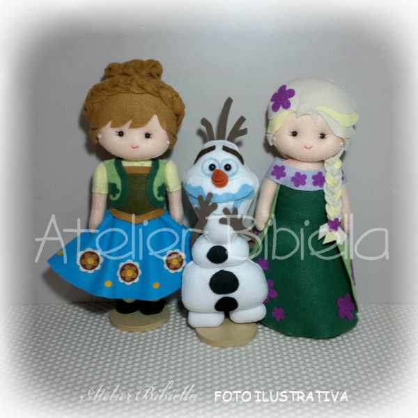 KIT C/ 3 - FROZEN FEVER 30CM E OLAF 25CM C/ SUPORTES