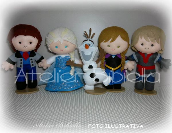 KIT FROZEN PADRÃO C/ 5 PERSONAGENS BASE ELSA 25CM