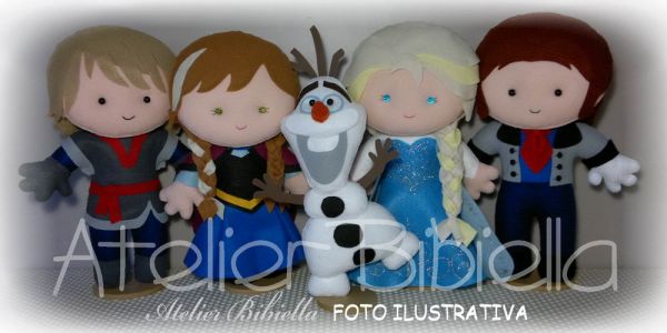 KIT FROZEN PADRÃO C/ 5 PERSONAGENS BASE ELSA 25CM