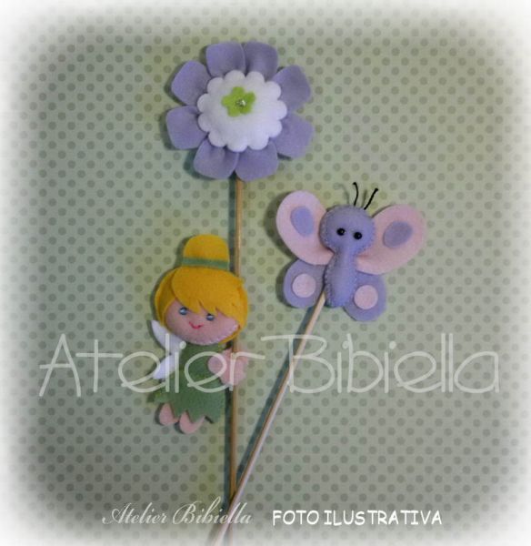 TINKER BELL 7 CM COM FLORZINHA NO PALITO UNIDADE