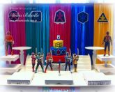 DECORAÇÃO POWER RANGERS SAMURAI MESA 2 CUBO LISO GRADE CORTINA MDF BANCO BOLO - Festa Londrina