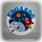 ASTRONAUTA QUADRO COM MDF REDONDO 30CM