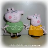 KIT "PEPPA PIG" PAPAI E MAMÃE COM SUPORTES