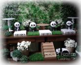 DECORAÇÃO PANDA RUSTICO 2 MESAS DUPLA PAINEL MISTO MDF BOLO NOME