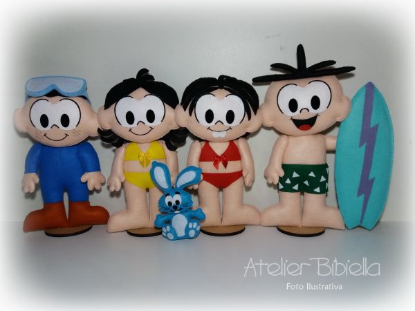 TURMA DA MÔNICA PRAIA KIT 4 PERSONAGENS