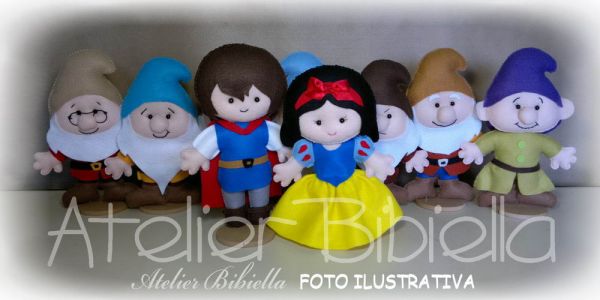 KIT C/ 7 ANÕES DA BRANCA DE NEVE -  20 CM C/ SUPORTES